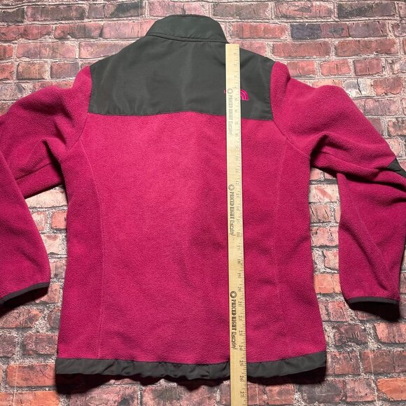 The North Face Denali Jacket Womens MPink Gray Fleece Hooded Full Zip Y2K - Picture 6 of 7